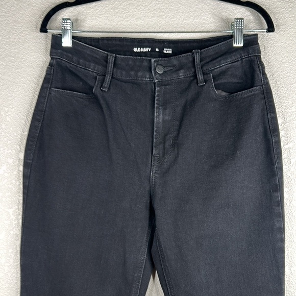 Old Navy Black High Rise Flare Wide Leg Boho Jeans with Stretch Size 10 - Picture 2 of 7